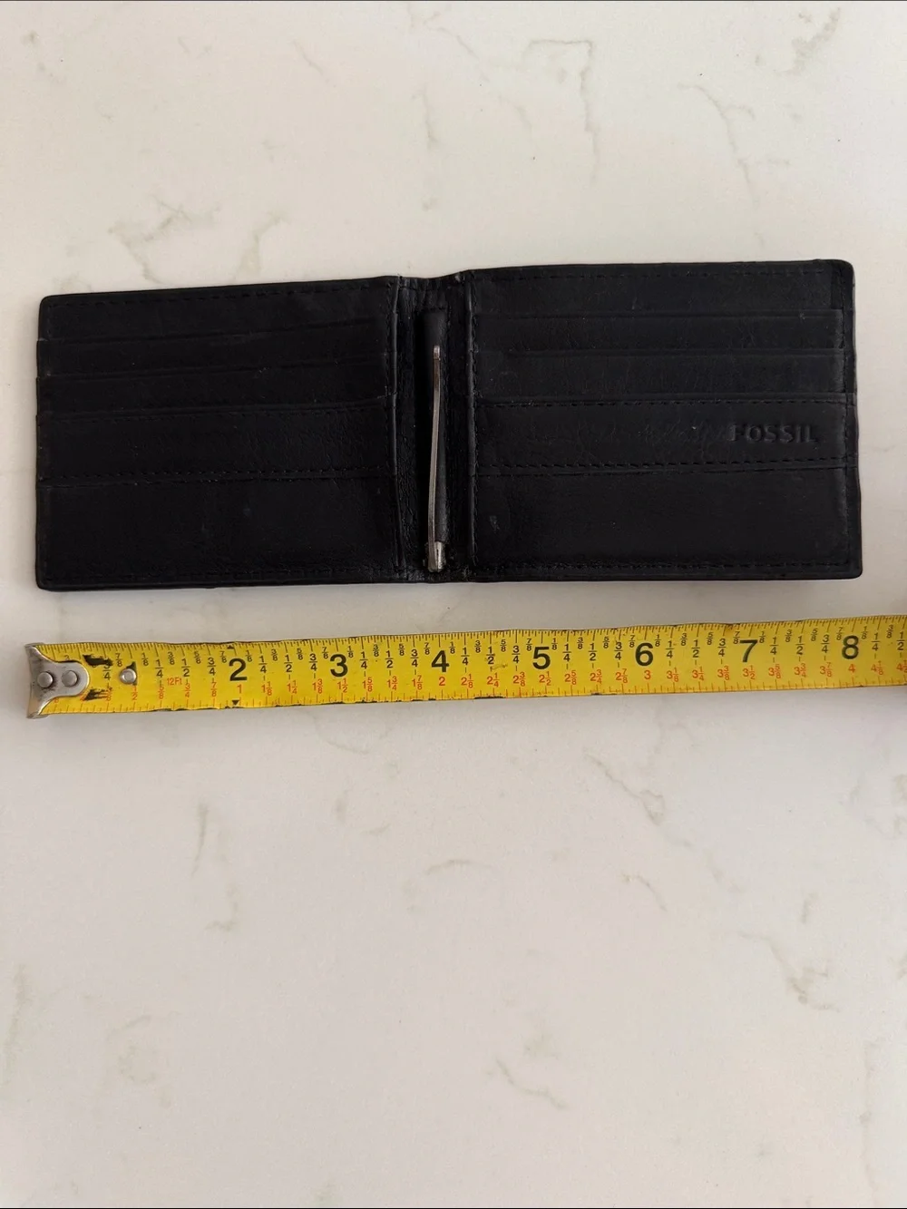 Fossil Black Leather Money Clip Wallet